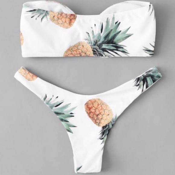 🏆HP🏆Pineapple Bandeau Bikini - Picture 3 of 5